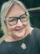 Load image into Gallery viewer, Shine From Within Necklace / Chalcedony Rose Druzy / Iolite / Aquamarine