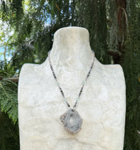 Load image into Gallery viewer, Shine From Within Necklace / Chalcedony Rose Druzy / Iolite / Aquamarine