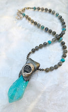 Load image into Gallery viewer, The Catalyst Necklace / Aqua Aura Quartz / Pyrite