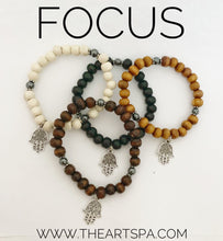 Load image into Gallery viewer, FOCUS / Simple Reminder Bracelet / Mala Bracelet / Hematite / Hamsa Charm