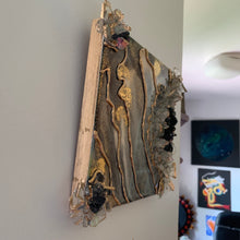 Load image into Gallery viewer, MIRROR WORK / Black Tourmaline / Geode Inspired Wall Art / One of a Kind / Resin Art
