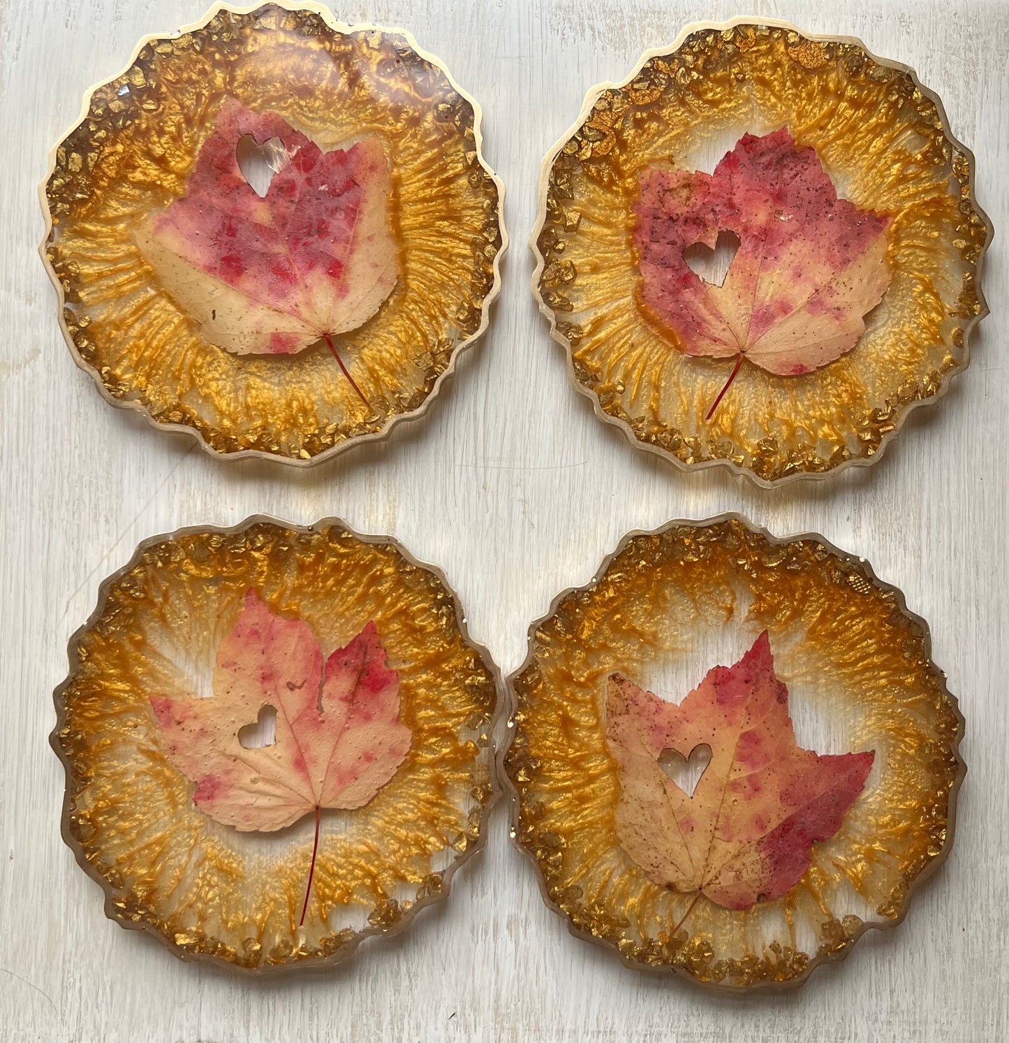FALLING IN LOVE / Resin Coasters / One of a Kind / Handmade/ Set of 4