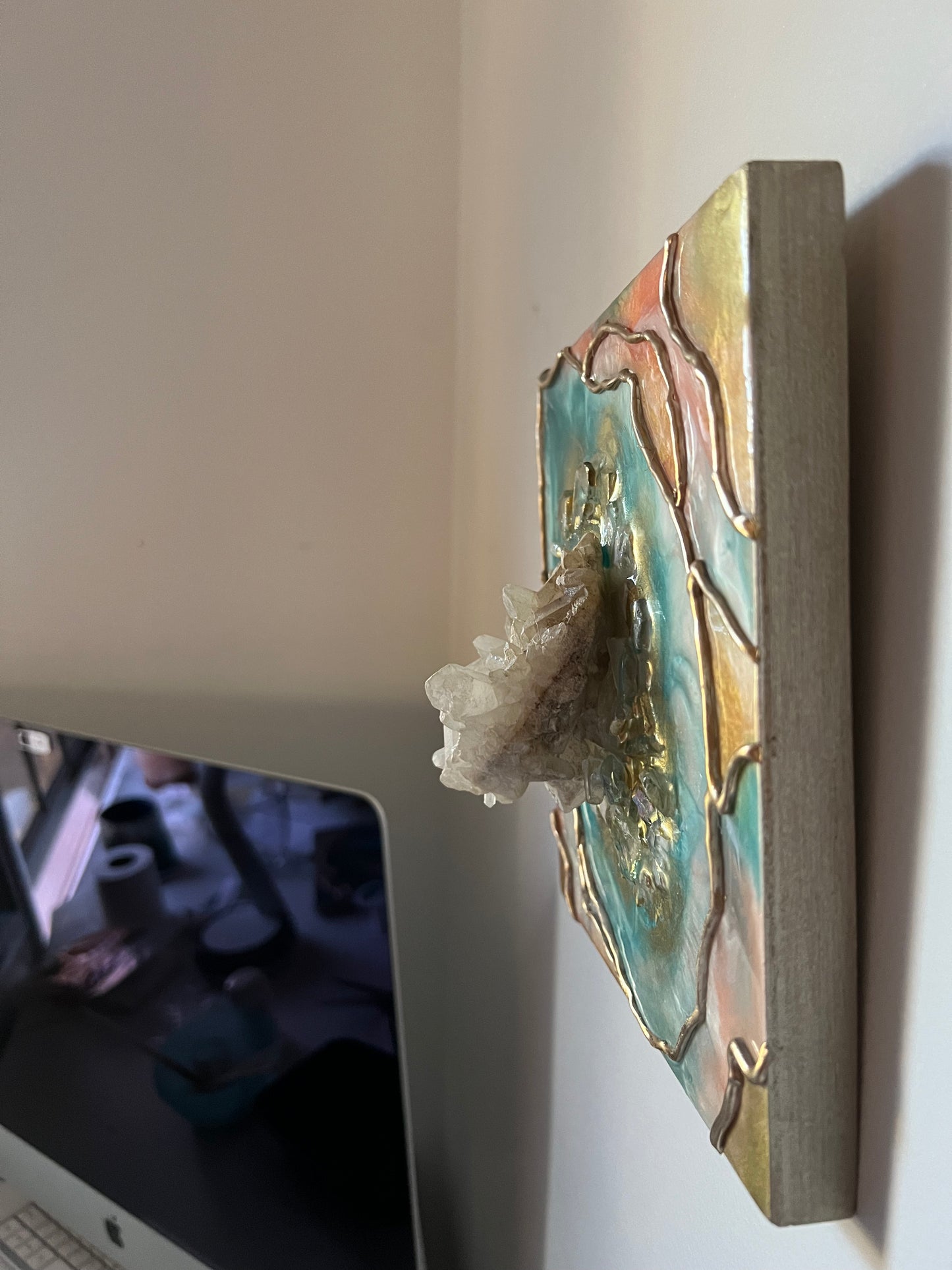 WHAT DO YOU TRULY WANT? / Clear Quartz Cluster / Geode Inspired Wall Art / One of a Kind / Resin Art