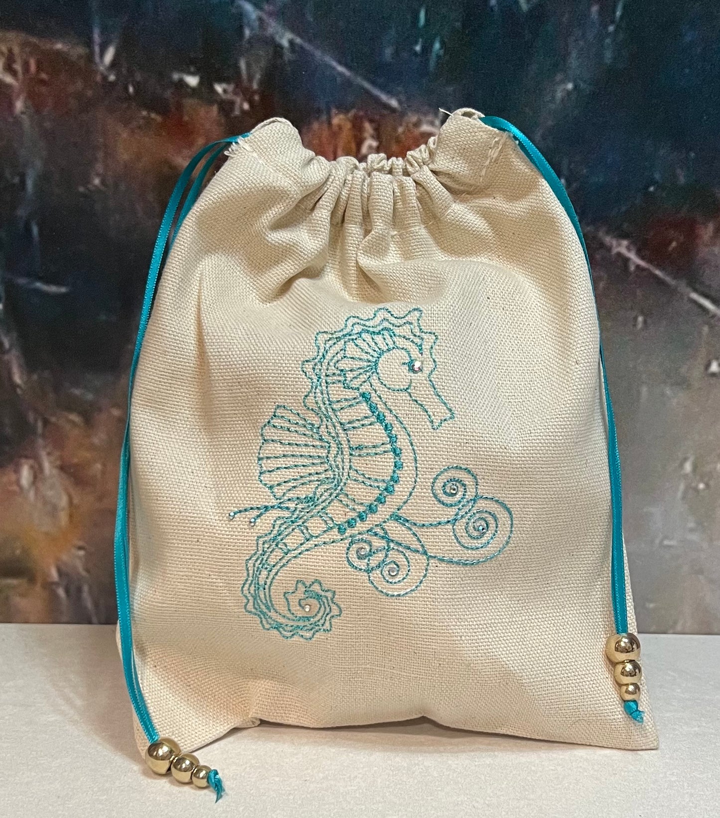 Seahorse Embroidered Pouch