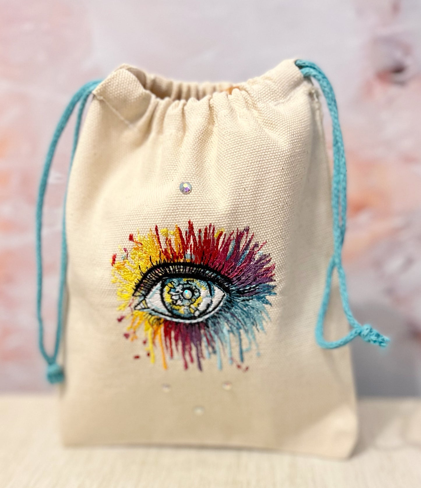 World In My Eyes Embroidered Pouch
