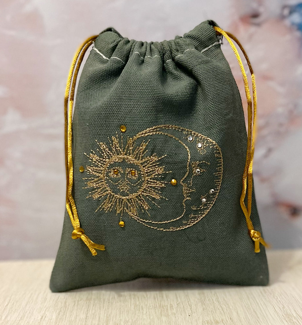 Sun & Moon Embroidered Pouch