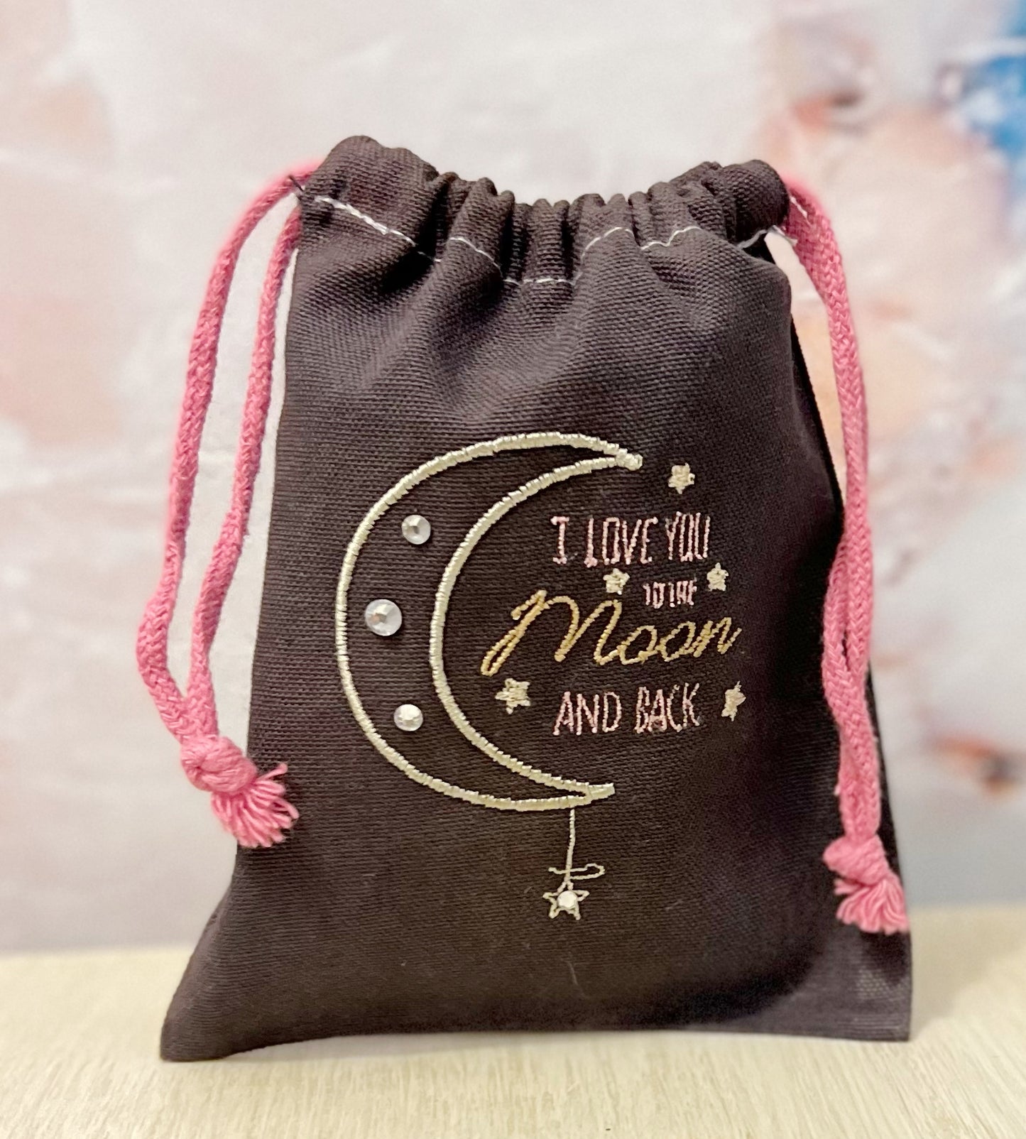 Love you to the Moon and Back Embroidered Pouch