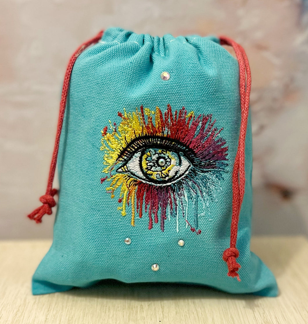 World In My Eyes Embroidered Pouch