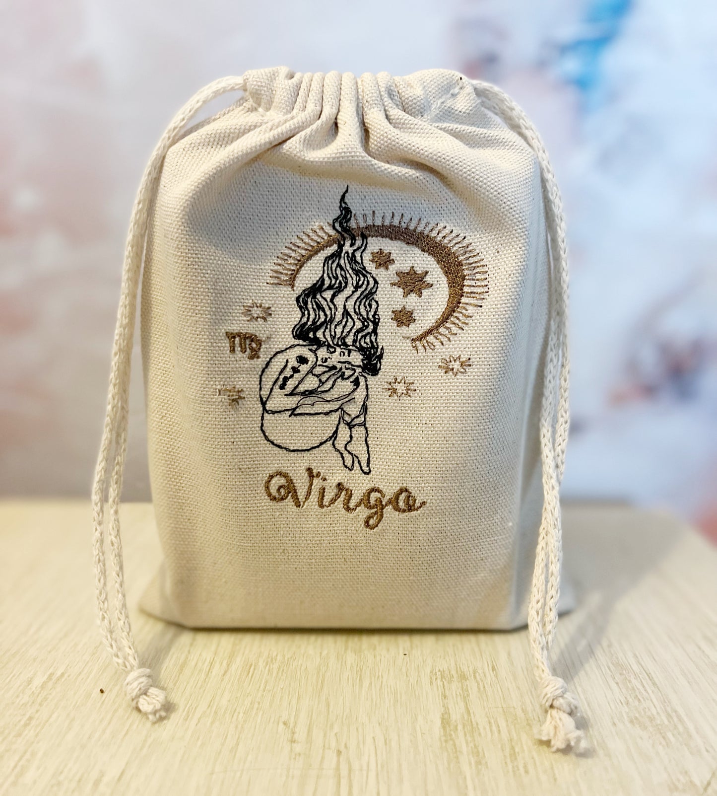 Goddess Astrology Embroidered Canvas Pouches - Perfect for crystals, jewelry etc.