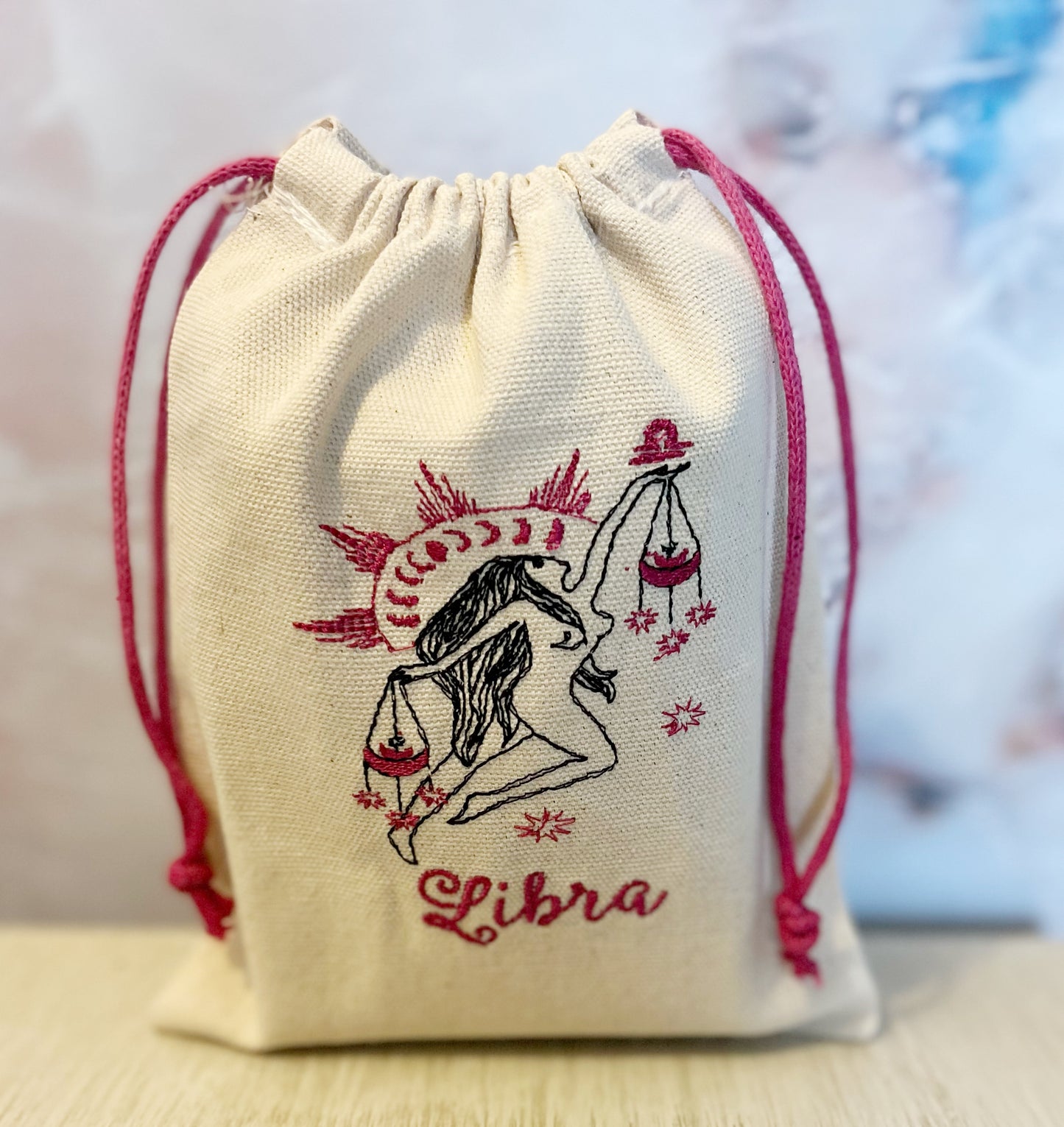 Goddess Astrology Embroidered Canvas Pouches - Perfect for crystals, jewelry etc.