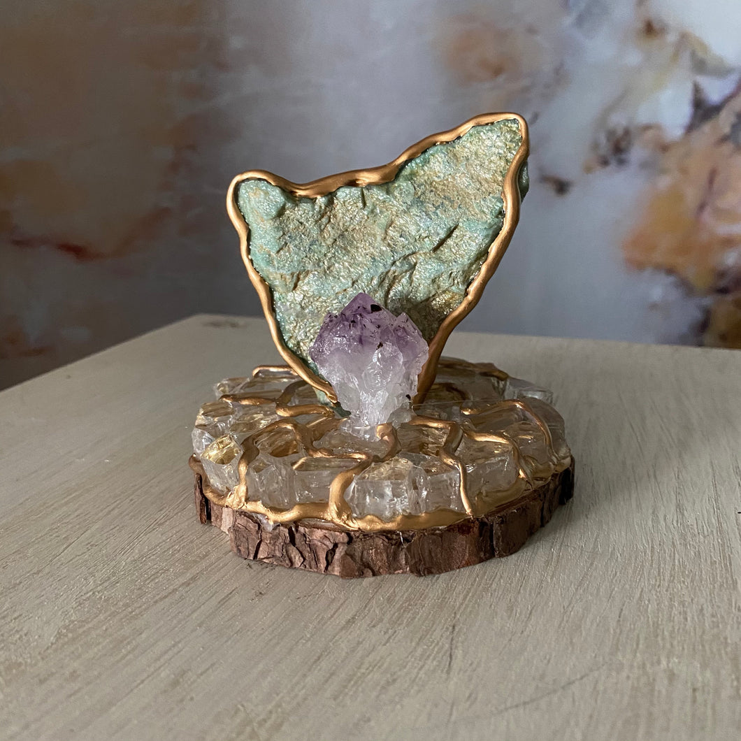 Joyful Loving Creativity / Fuchsite / Amethyst / Home Decor / Gift of Good Intention