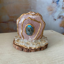 Load image into Gallery viewer, Trusting Love &amp; Intuition / Rose Quartz / Labradorite / Home Decor / Gift of Good Intention

