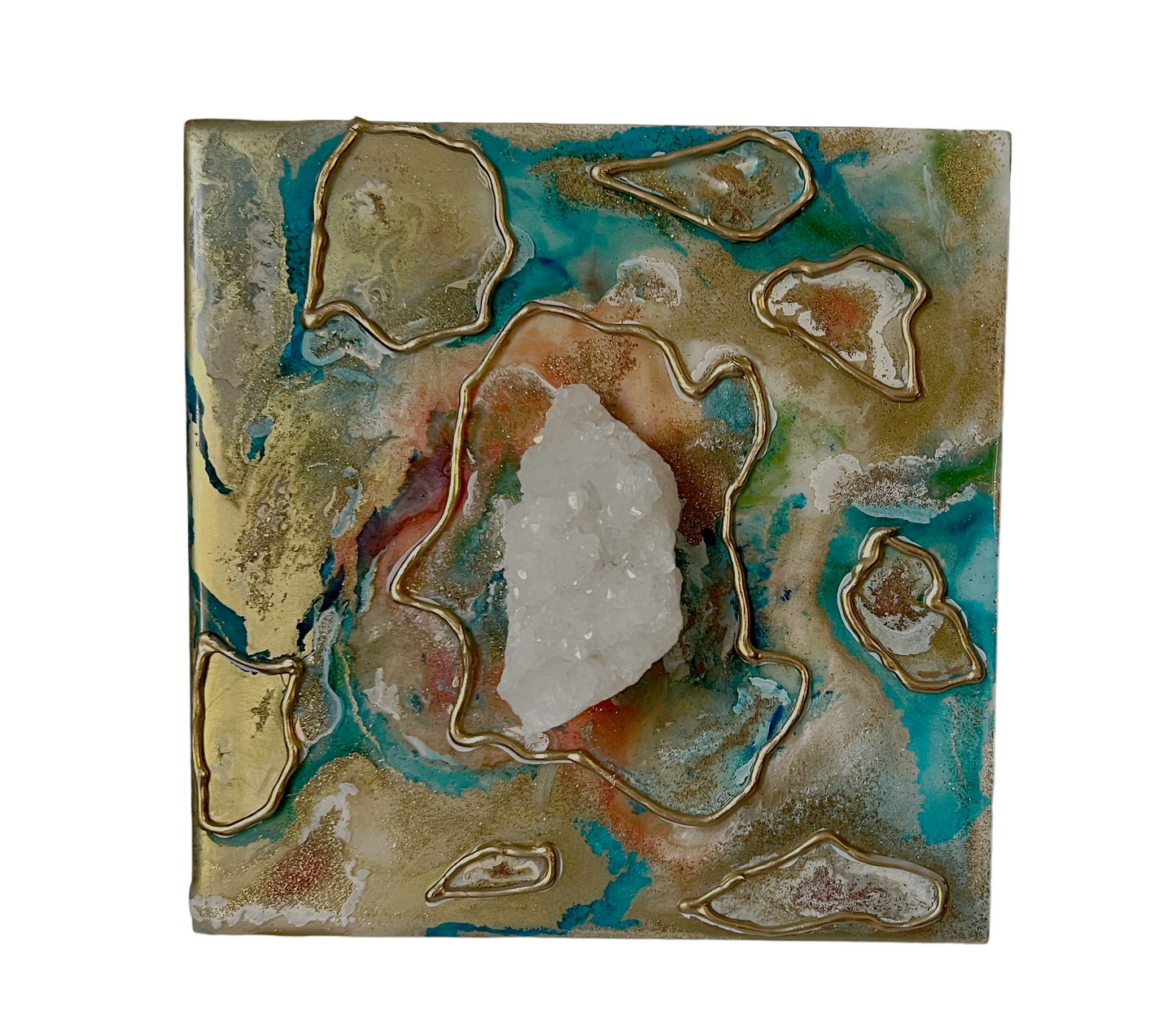 CLEANSING ENERGY /Quartz / Geode Inspired Wall Art / One of a Kind / Resin Art