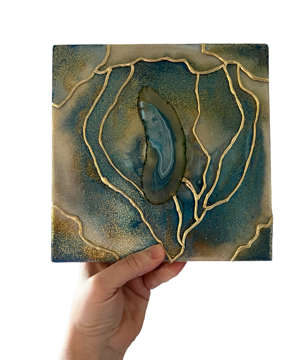 EMOTIONAL STRENGTH / Agate Slice / Geode Inspired Wall Art / One of a Kind / Resin Art
