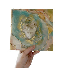 Load image into Gallery viewer, WHAT DO YOU TRULY WANT? / Clear Quartz Cluster / Geode Inspired Wall Art / One of a Kind / Resin Art
