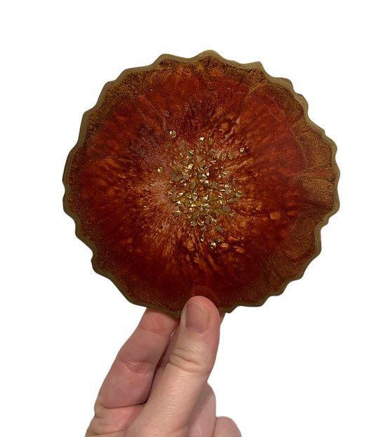 CRIMSON GOLD / Resin Coasters / One of a Kind / Handmade/ Set of 4
