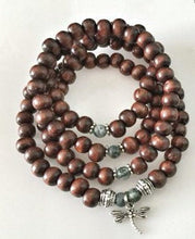 Load image into Gallery viewer, NEW BEGINNINGS / Prayer Beads / Mala Beads / Mala Necklace / Moss Agate / Dragonfly
