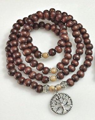 BALANCE / Prayer Beads / Mala Beads / Mala Necklace / Crazylace Agate / Tree of Life