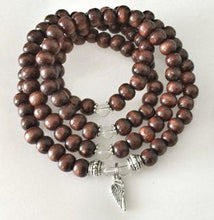 Load image into Gallery viewer, HEALING / Prayer Beads / Mala Beads / Mala Necklace / Clear Quartz / Angel Wing
