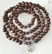 Load image into Gallery viewer, PEACE / Prayer Beads / Mala Beads / Mala Necklace / Amethyst / Peace Charm
