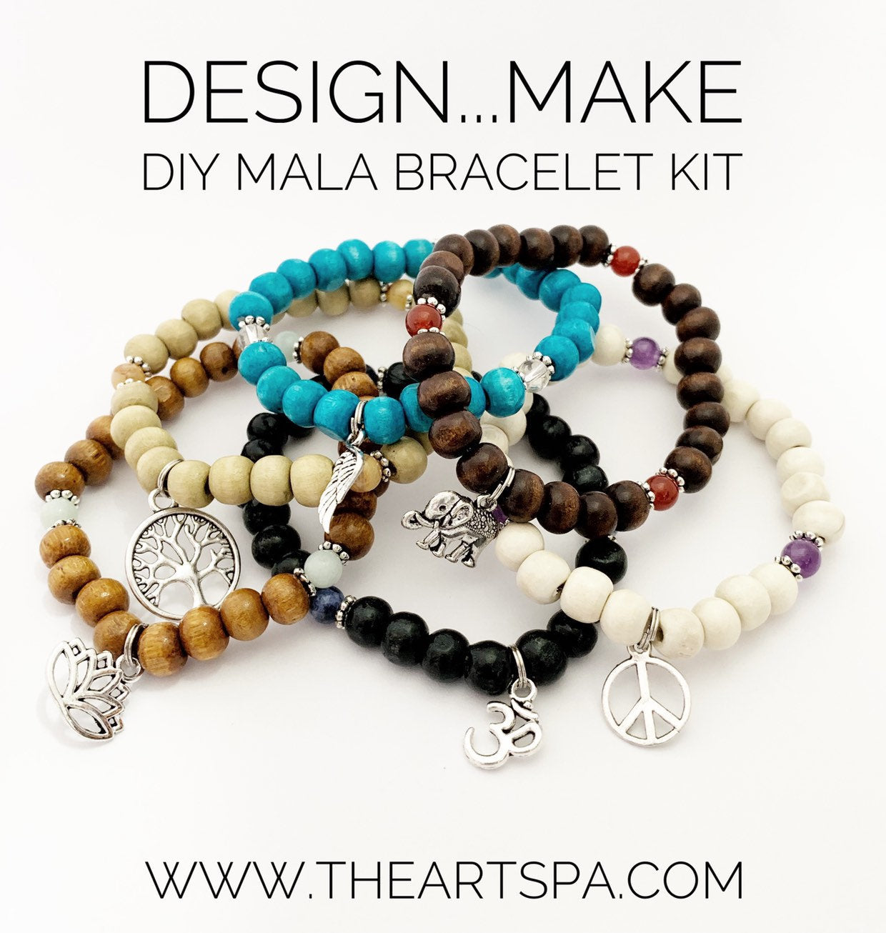 DesignMake - DIY Mala Bracelet - DIY Kit - 27 Beads - Prayer