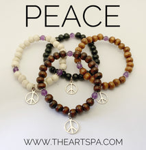 Load image into Gallery viewer, PEACE / Simple Reminder Bracelet / Mala Bracelet / Amethyst / Peace Charm
