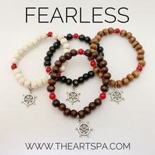 Load image into Gallery viewer, FEARLESS / Simple Reminder Bracelet / Mala Bracelet / Red Jade / Boat Wheel

