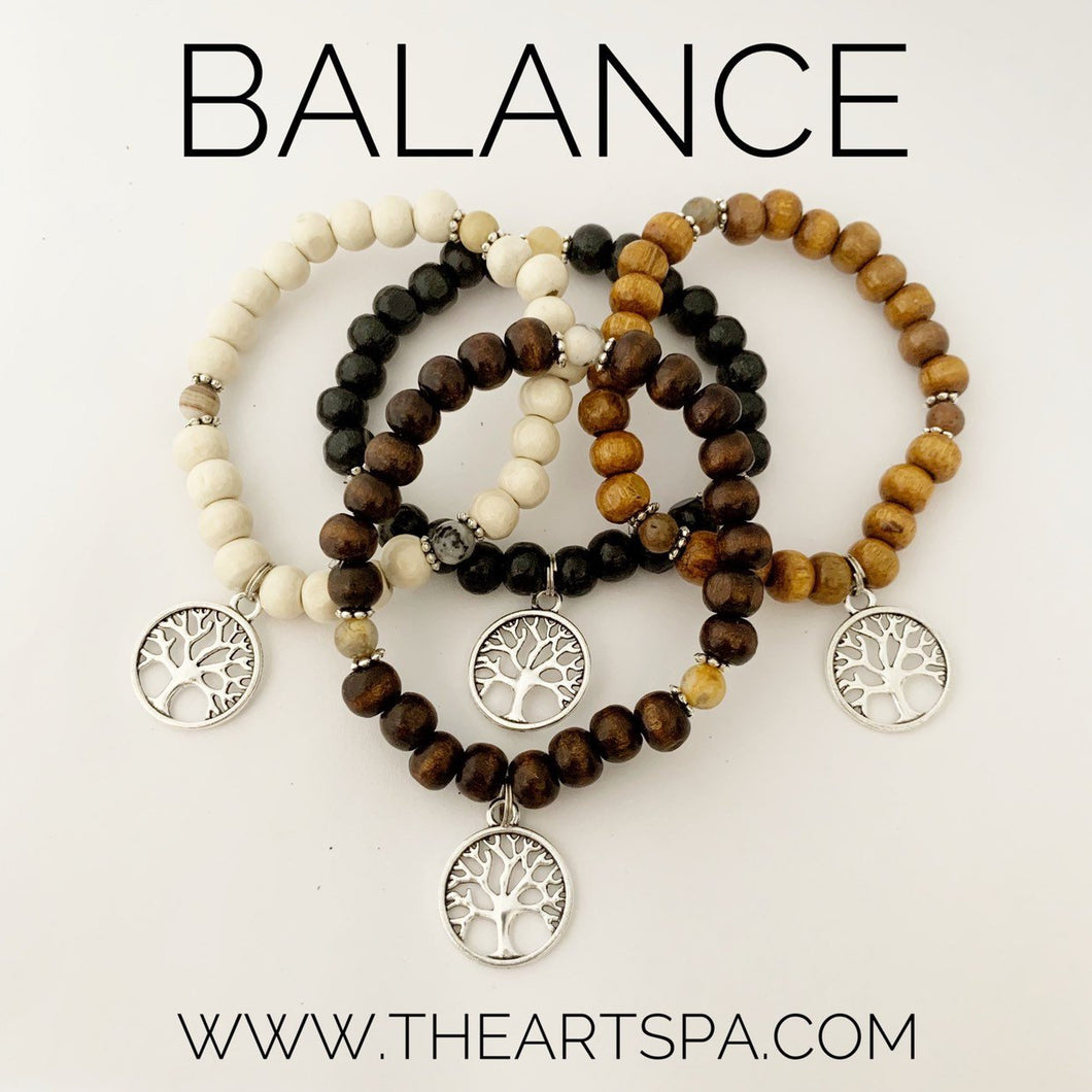 BALANCE / Simple Reminder Bracelet / Mala Bracelet / Crazylace Agate / Tree of Life