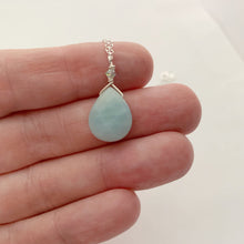 Load image into Gallery viewer, Within the Stillness I Find Clarity/ Amazonite/ Simple Reminder Necklaces / Sterling Silver / Intention Necklaces
