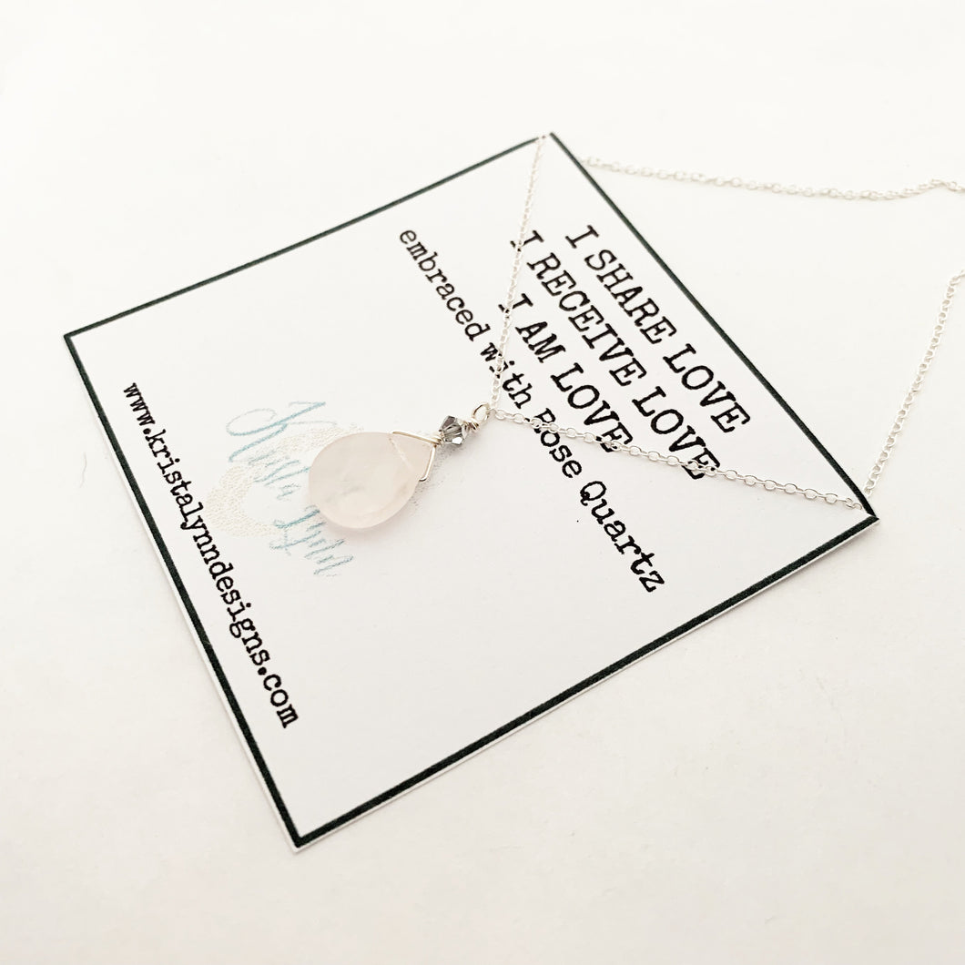 I Share Love I Receive Love I AM Love / Rose Quartz / Simple Reminder Necklaces / Sterling Silver / Intention Necklaces