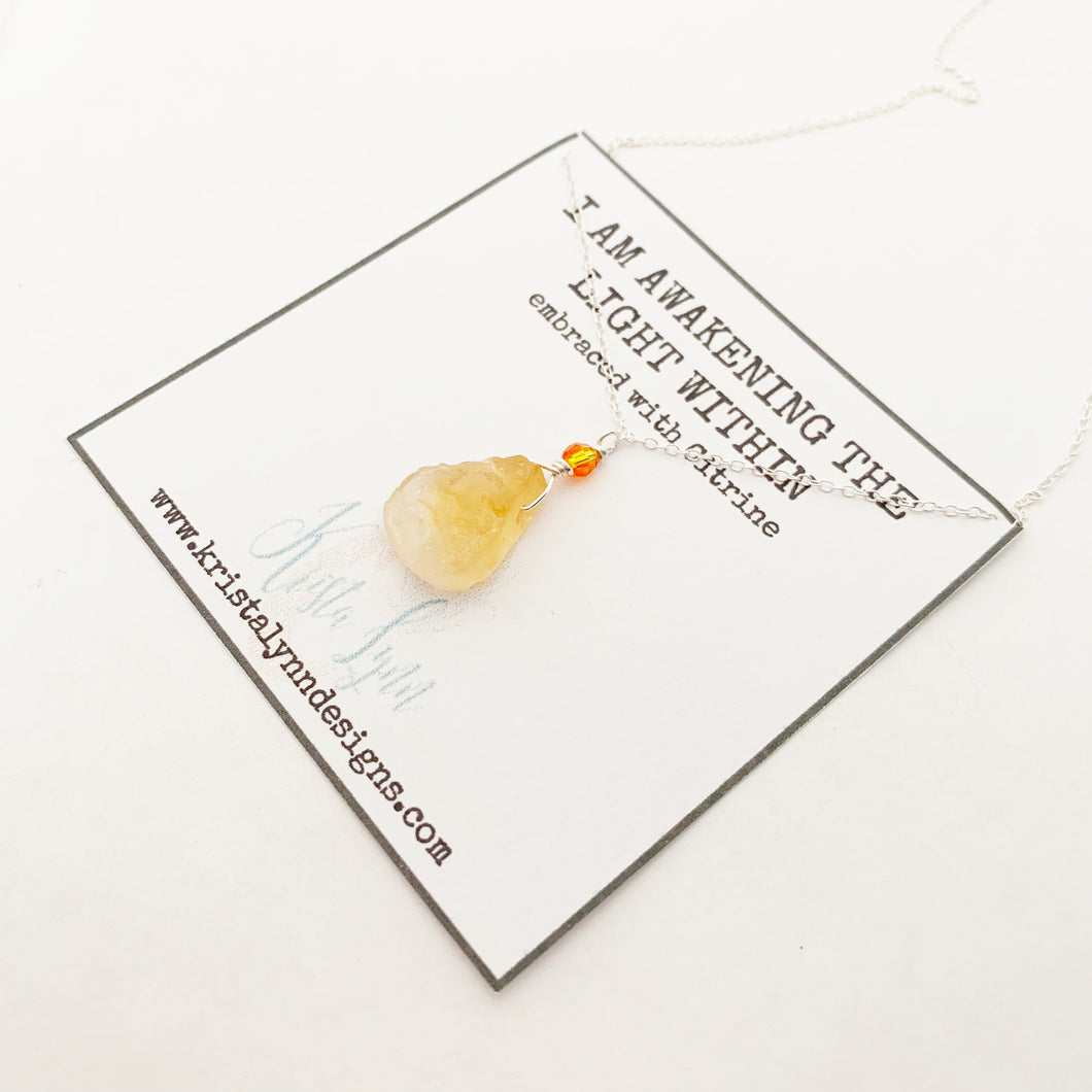 I AM Awakening the Light Within / Citrine / Simple Reminder Necklaces / Sterling Silver / Intention Necklaces