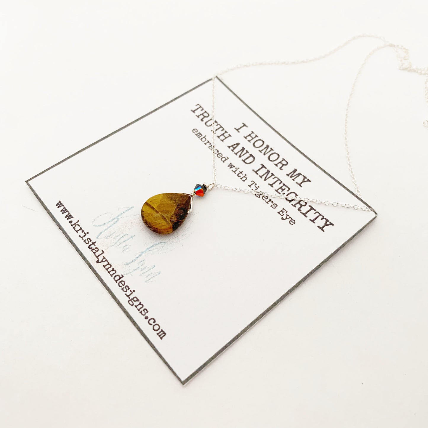 I HONOR my Truth and Integrity / Tigers Eye / Simple Reminder Necklaces / Sterling Silver / Intention Necklaces