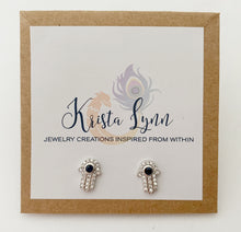 Load image into Gallery viewer, Hamsa EARRINGS / White Gold or 14K Gold Dipped
