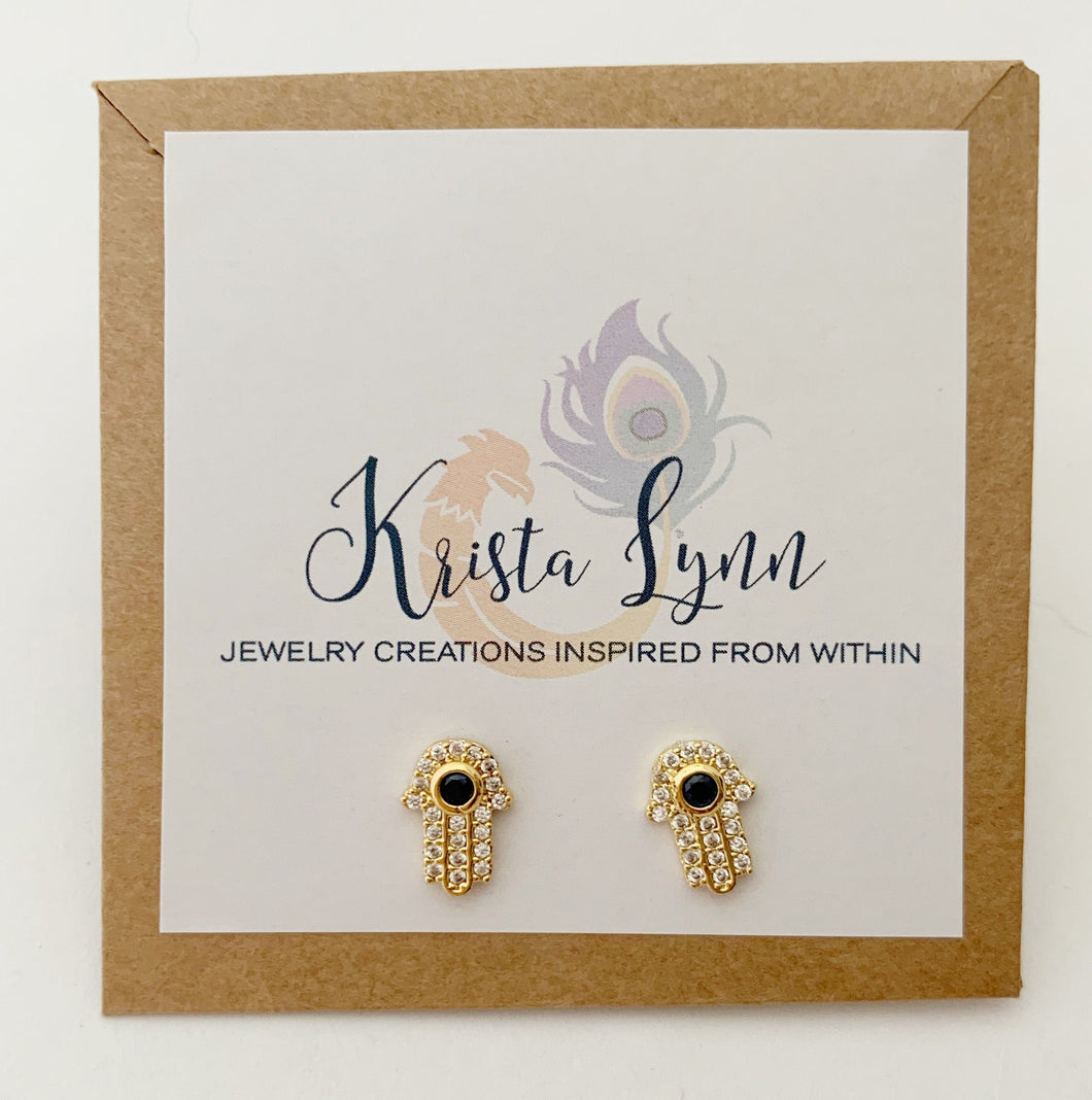Hamsa EARRINGS / White Gold or 14K Gold Dipped