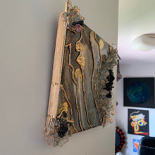 Load image into Gallery viewer, MIRROR WORK / Black Tourmaline / Geode Inspired Wall Art / One of a Kind / Resin Art
