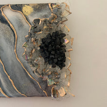 Load image into Gallery viewer, MIRROR WORK / Black Tourmaline / Geode Inspired Wall Art / One of a Kind / Resin Art
