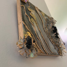 Load image into Gallery viewer, MIRROR WORK / Black Tourmaline / Geode Inspired Wall Art / One of a Kind / Resin Art
