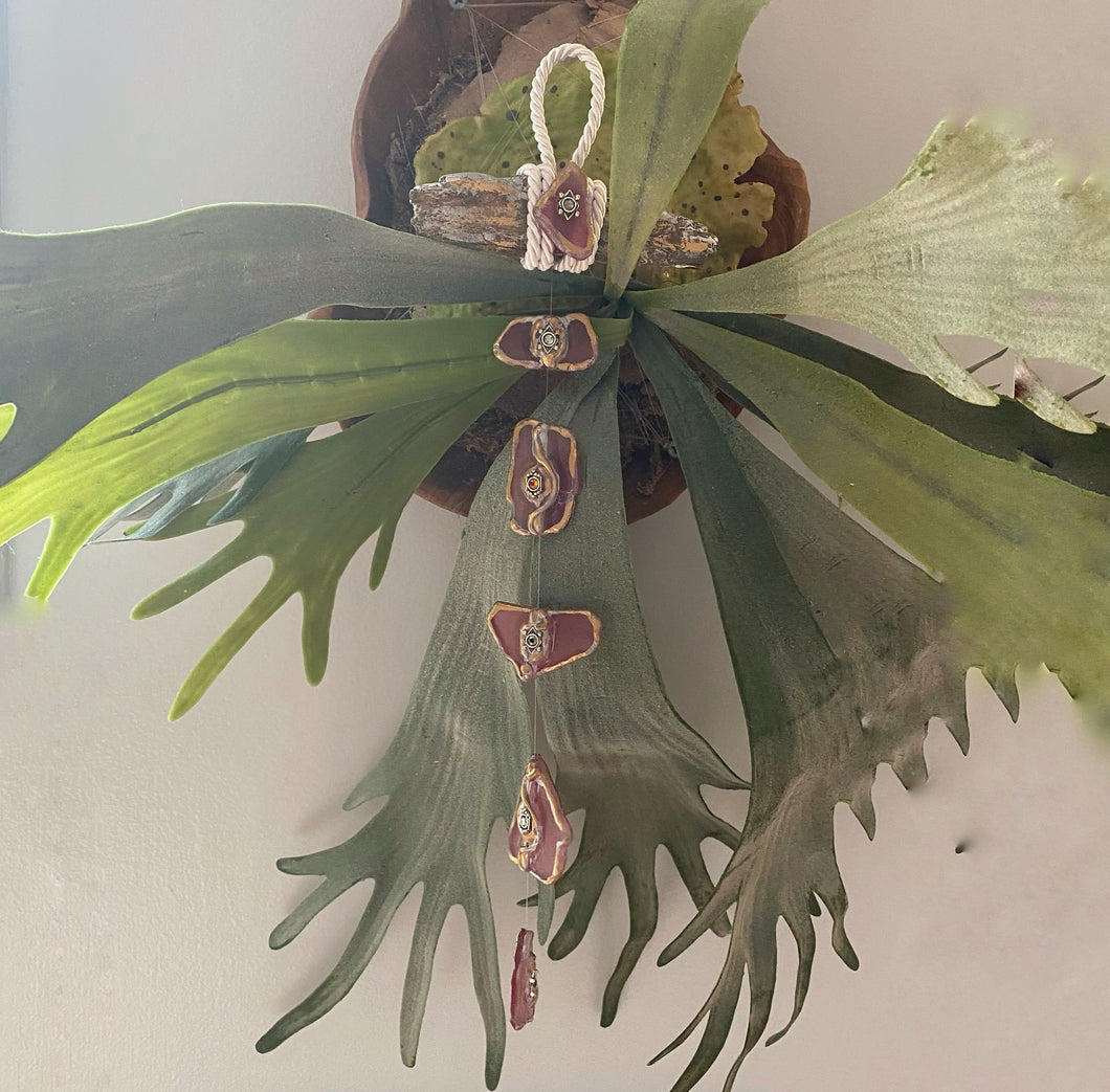 Pretty in Pink Sea Glass Sun Catcher - housewarming, boho wall hanging, sea glass art, Sea glass and driftwood