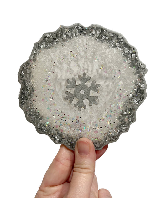 SNOWFLAKE / Resin Coasters / One of a Kind / Handmade/ Set of 4